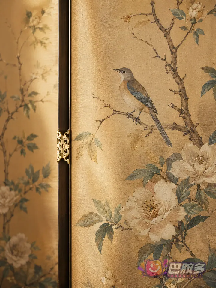 东方绢本花鸟屏风 虚拟商品图 2